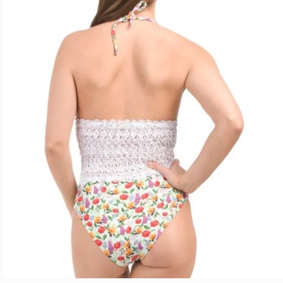 Charo Ruiz Ibiza Rola Crochet Floral One Piece Swimsuit White Bonita NWT Sz M - Picture 2 of 12